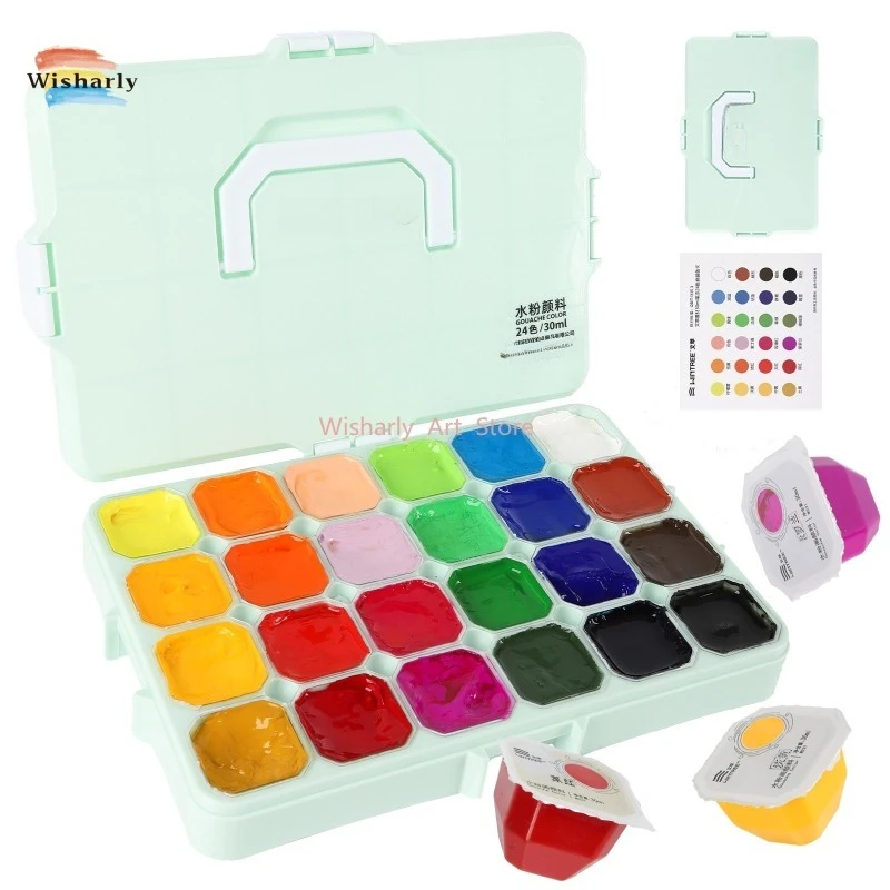 

24 Colors 30ml Jelly Cup Gouache for Adults Rich Pigmented Creamy Texture Non-Toxic Water-Based Paint for Art Illustration
