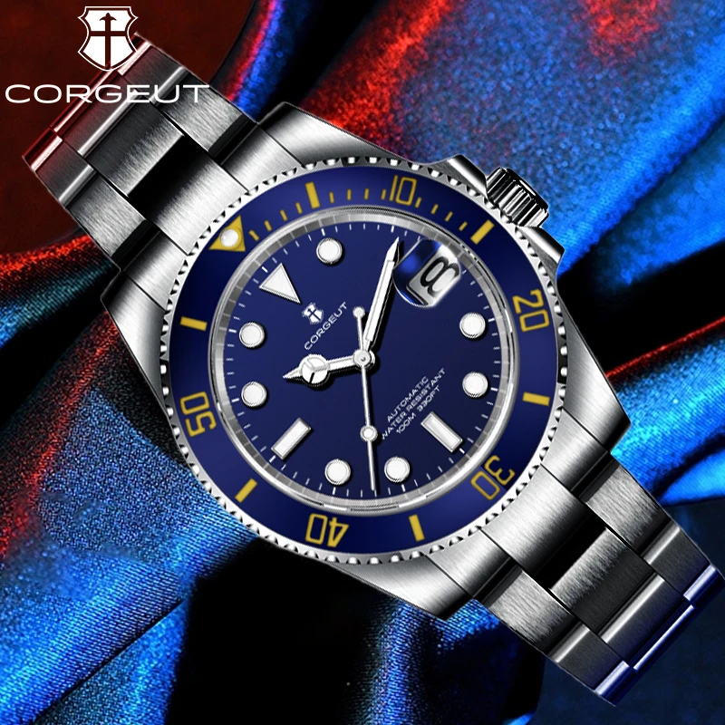 CORGEUT 40mm NH35A Luxury Business Men\'s Watch Ceramic Bezel Automatic Mechanical Sapphire Glass Waterproof Diving Watch for Man