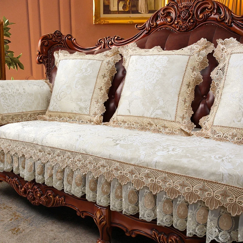 Home Sofa Cover Jacquard Chenille Anti-slip Sofa Cushion Pad European Style Classic Armchairs Cover Living Room Couch Towels