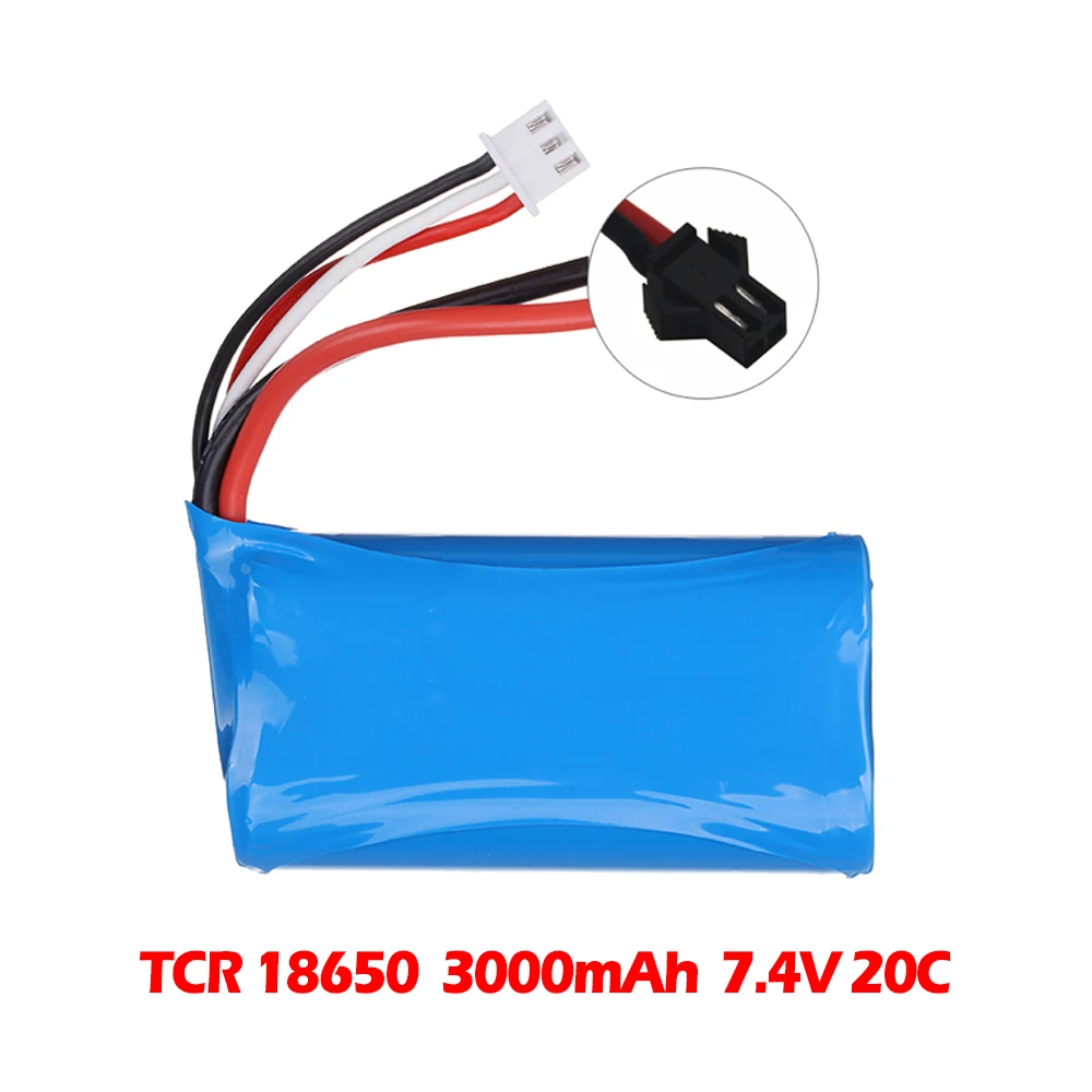 7.4V 3000mAh 2S 18650 Lithium Battery for Udi U12A Syma S033g Q1 H100 H101 H102 FT009 RC Boat Model Parts EL-2P/SM/JST Plug/T