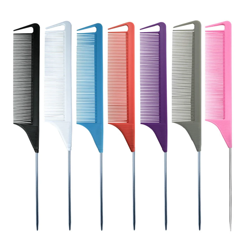 6Pcs Anti Static Rat Tail Comb Hair Styling Tool Durable Lightweight Plastic Salon Parting Teasing Lifting Comb
