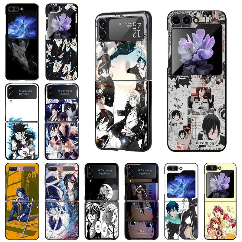 Luxury Noragami Yato Mobile Phone Cases For Samsung Galaxy ZFlip6 Z Flip3 Flip4 Flip5 5G Flip 6 5 4 3 Black Hard Anti-Drop Cover