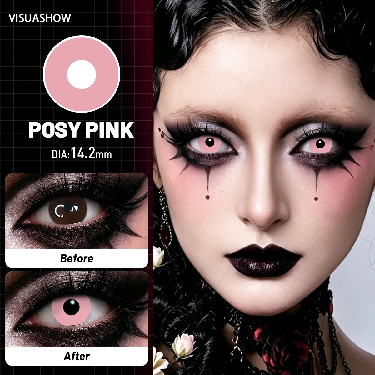 Lalens Grüne Anime-Cosplay-Farbkontaktlinsen, 1 Paar, 14,2 mm, Kosmetiklinsen für Cosplayer, Halloween, Weihnachtsfeier, Kostüm, Augen-Make-up – Detail 11