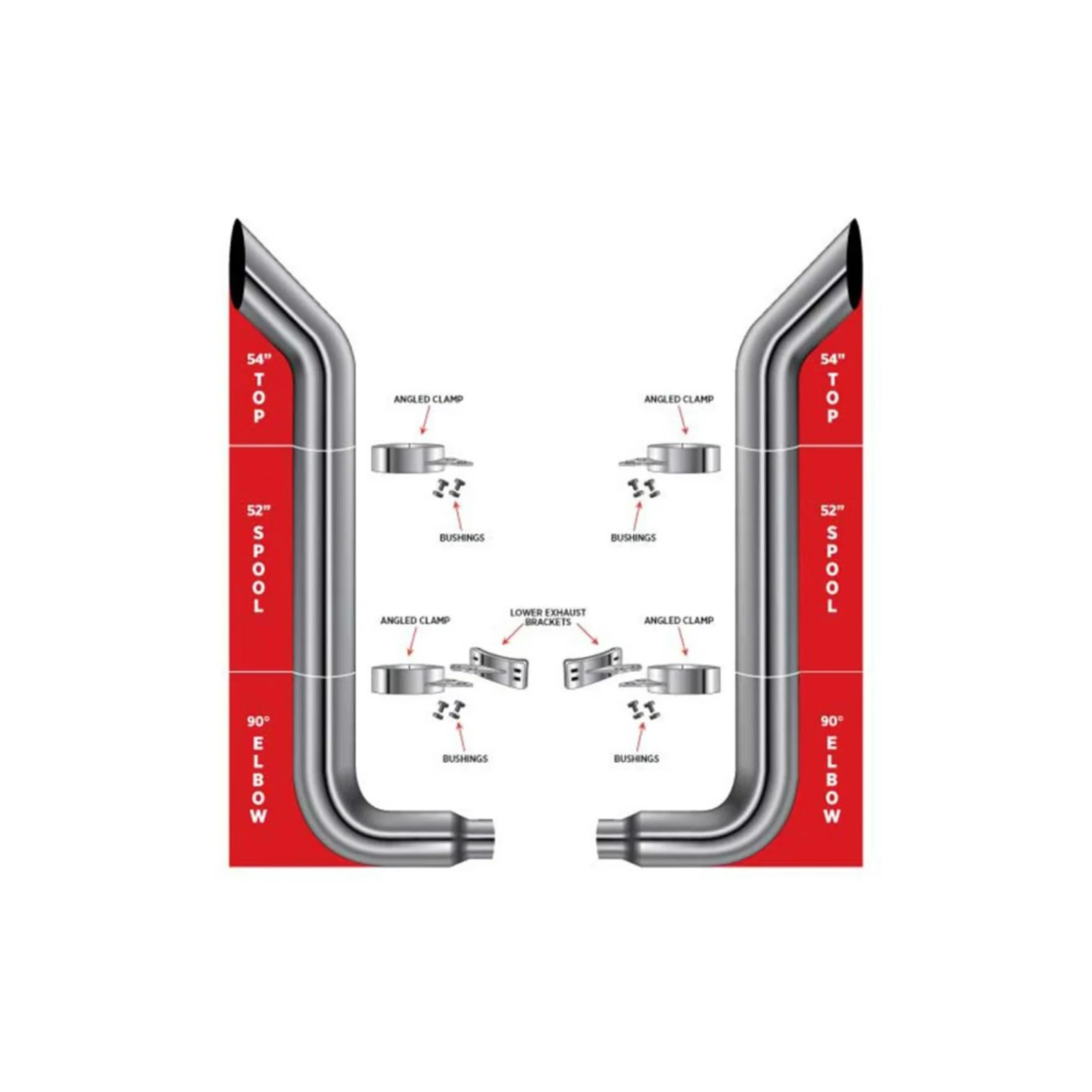 

6'' 7'' 8'' Bull Horn 304 SS Polished Truck Exhaust Kits Chrome for Peterbilt 379
