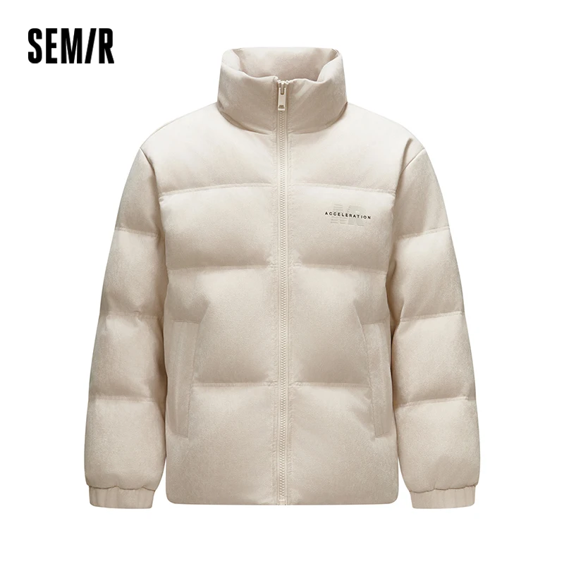 

Пуховик Semir, мужской пуховик из искусственной замши с воротником-стойкой, новинка 2025, зимняя теплая верхняя одежда свободного покроя
