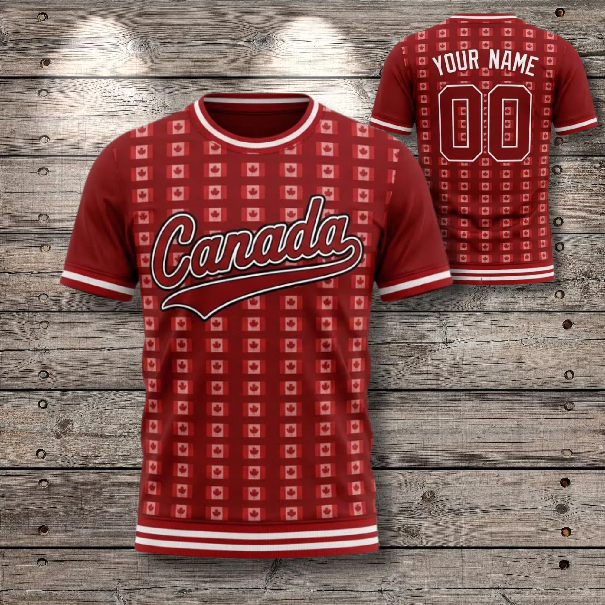 Canadian Flag 3d Printed Football Shirt Men's And Women's Football Shirt Round Neck Short Sleeve Summer Canadian Team Fan Top