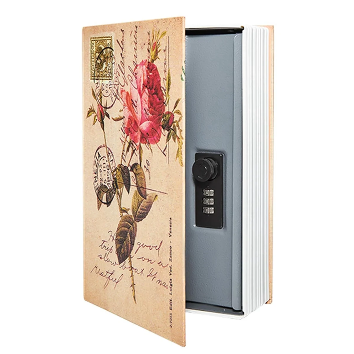 ADP-Decorative Book Safe Box with Password Lock, Vintage Faux Book Hidden Safe for Decoration, Secret Diversion Book,B