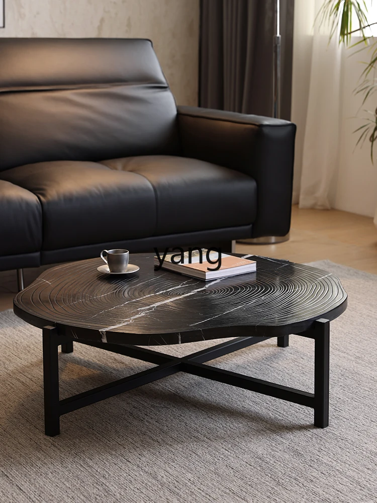 xyy natural marble annual ring coffee table simple round expression with the same combination