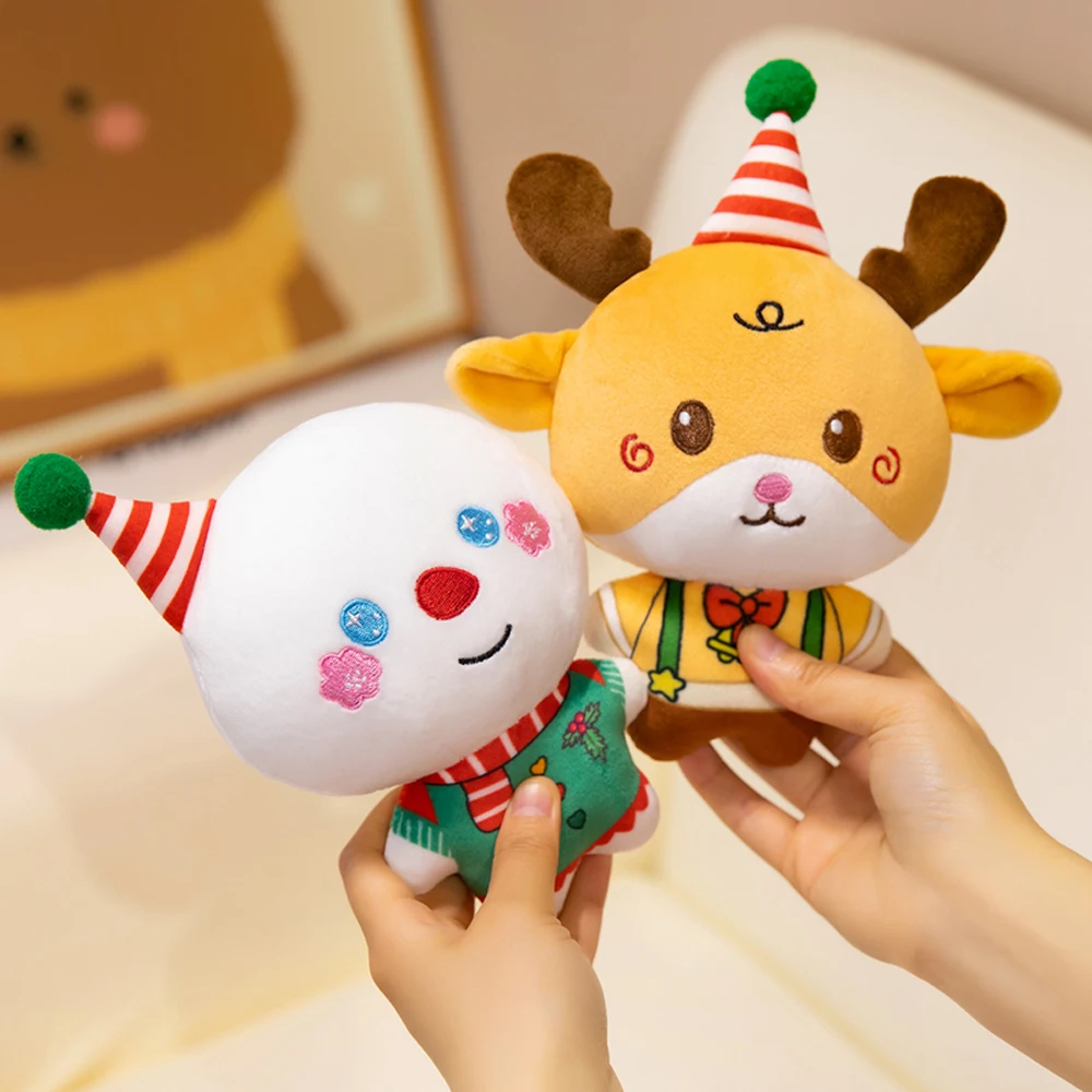Kawaii Kerst Kerstman Kleine Knuffels Schattige Sneeuwpop Zachte Poppen Rendier Knuffeldier Plezier Peperkoek Man Plushie Geschenken