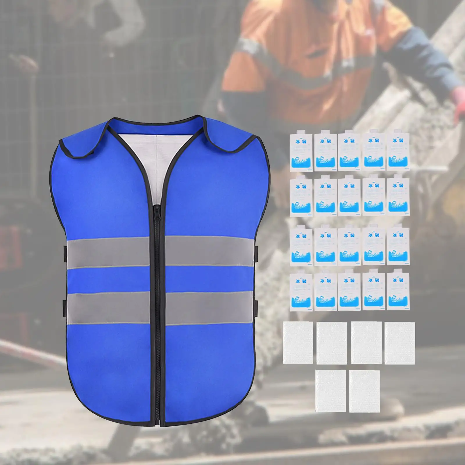 Summer Cooling Vest Reflective Strips Ice Vest with 20 Ice Packs for Running Fishing Hot Weather Working Cycling Warehouse