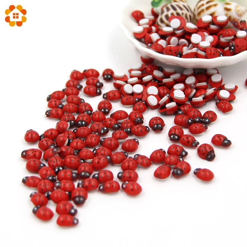 Mini 1 paczka = 100 sztuk/partia Red drewniane biedronka gąbka samoprzylepne naklejki Cute Baby magnesy na lodówkę do Scrapbooking Home Decoration