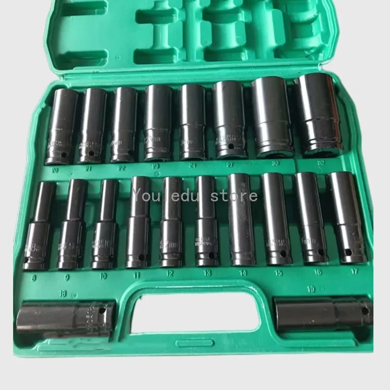 

20 Piece Sleeve Combination Set 1/2 Pneumatic Extended Air Cannon Screwdriver 8-32 Auto Repair Tool