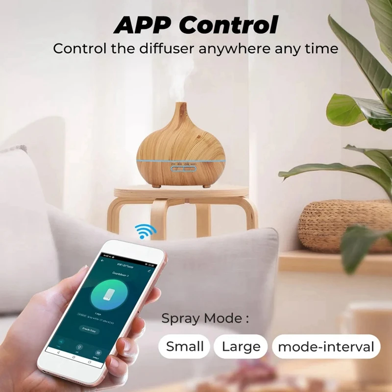 Air humidifier Tuya WiFi Humidifier Essential Aroma Oil Diffuser Smart Home 400ml Air Humidifier Mist Maker for EU Plug