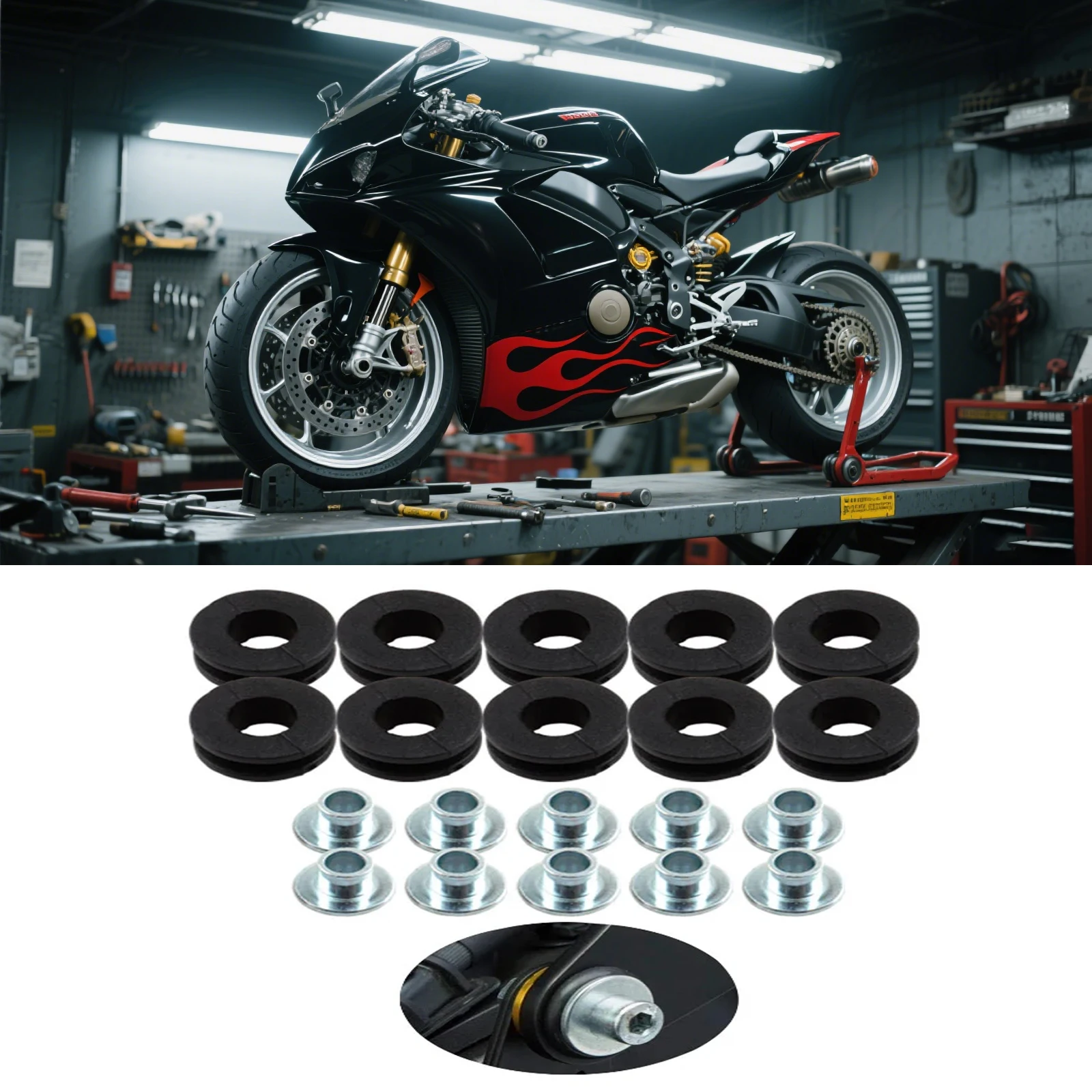 

10PCS Motorcycle Rubber Grommets Bolt Replacement Pressure Relief Cushion for Honda for Suzuki for Kawasaki Yamaha Fairing