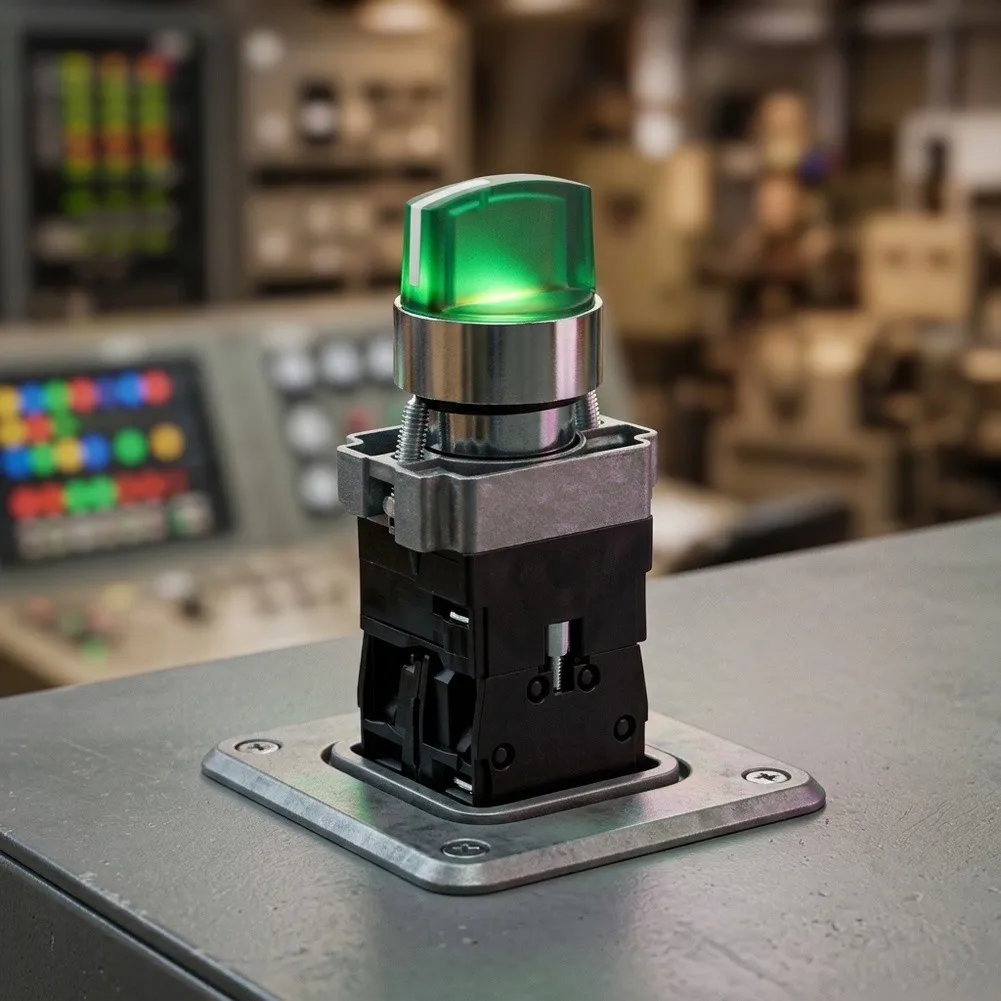 Industrial Grade Three Position Rotary Switch with LED Position Confirmation for 12V 24V 220V 380V Electrical Loads