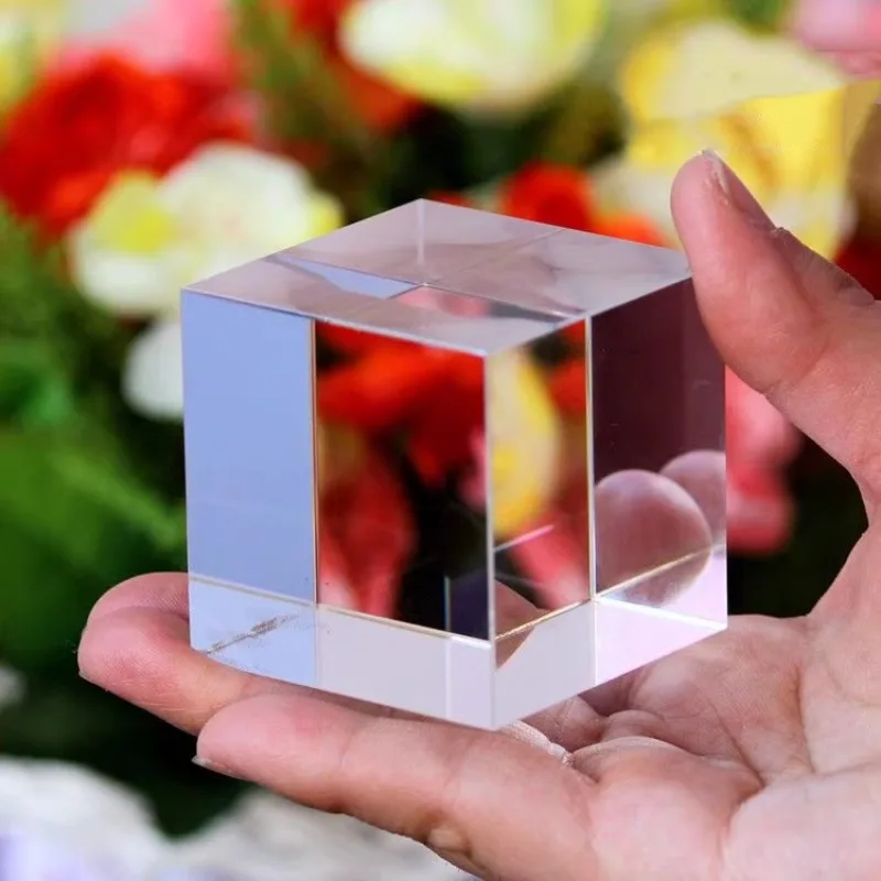 1PCS K9 Crystal Cube Optical Hexagonal Prism Square Right Angle Lens Photo Photo Prop Square Glass Base 30/40/50/60/70/80mm