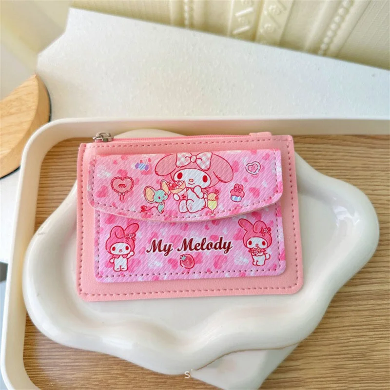 New Cartoon Anime Sanrio Hello Kitty Kuromi Multifunctional Card Holder Coin Purse Kawaii Cinnamoroll Student Wallet As A Gift