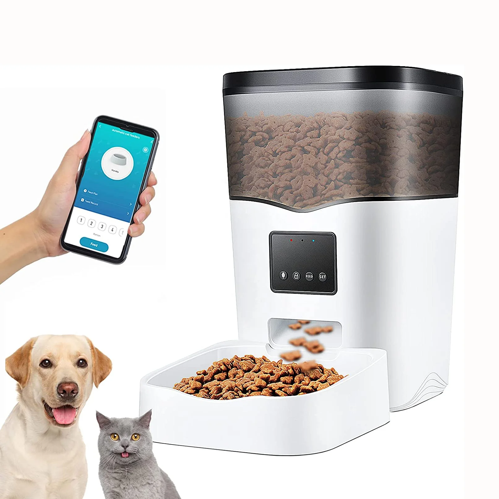 Wifi Smart Life APP Automatic Pet Bowl 3L Anti-clogging Design 10S Voice Recording Pet Feeder