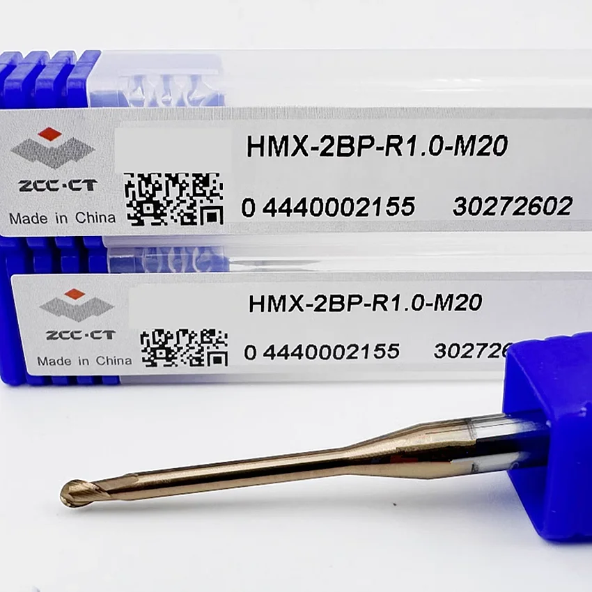 HMX-2BP-R1.0-M20 ZCC.CT HMX-2BP Two edge straight shank long neck short edge ball end mill 2 Flutes Ball Nose End Mill End Mills