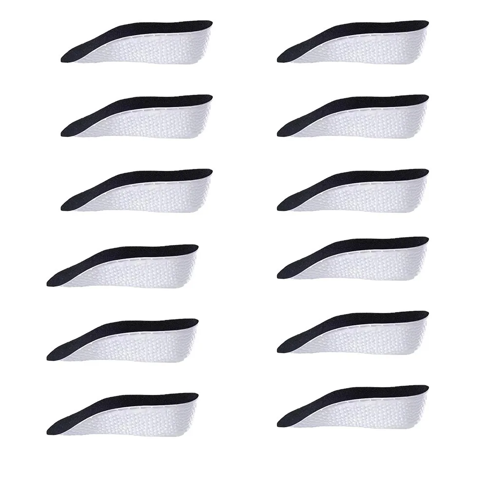 

6 пар черных универсальных ортопедических стельок, легкие и дышащие, с поддержкой свода стопы, для увеличения роста, для высоких кроссовок