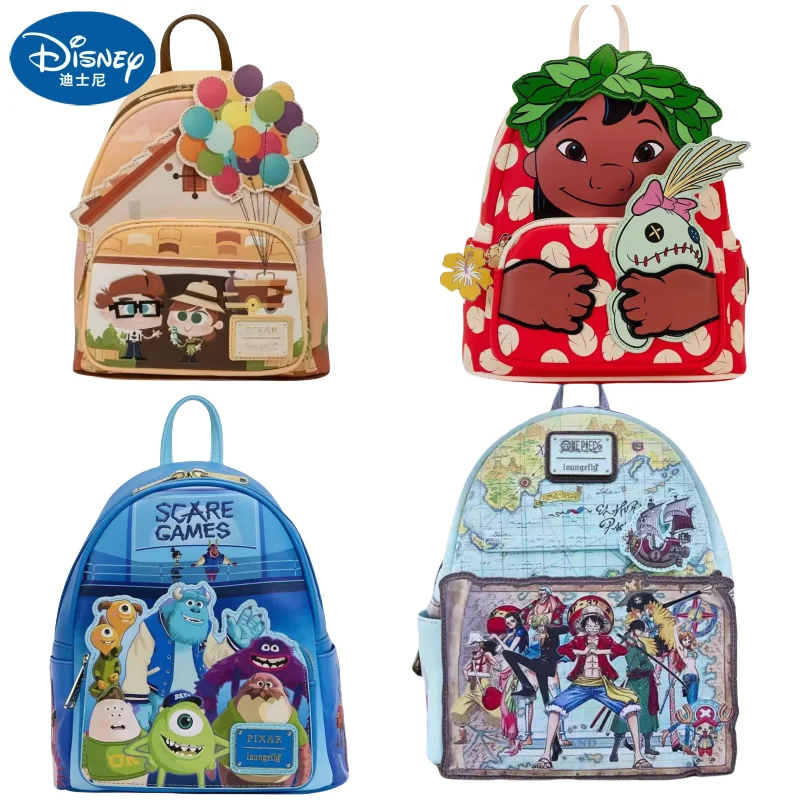 New Disney Loungefly Pixar Up Working Buddies Womens Double Strap Shoulder Bag Purse School Backpack Cute Cartoon Backpack ﻿Gift