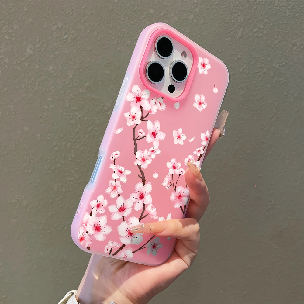 Jelly Soft Phone Case For Samsung Galaxy S25 S26 Ultra S24 S23 S22 Plus FE A55 A56 A54 A36 A35 A33 A34 4G 5G Cherry Sakura Cover