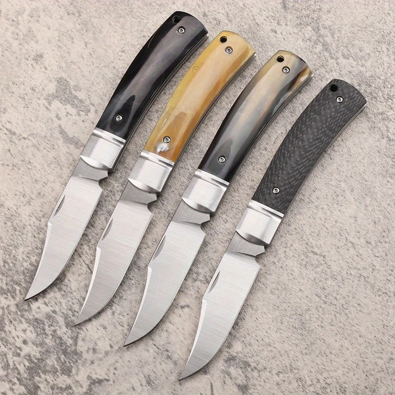 

OX D2 Steel Folding Knife with Bull Horn Handle - Survival Tool for Outdoor Camping, Hiking & EDC | Fruit Cutting Utility Knife