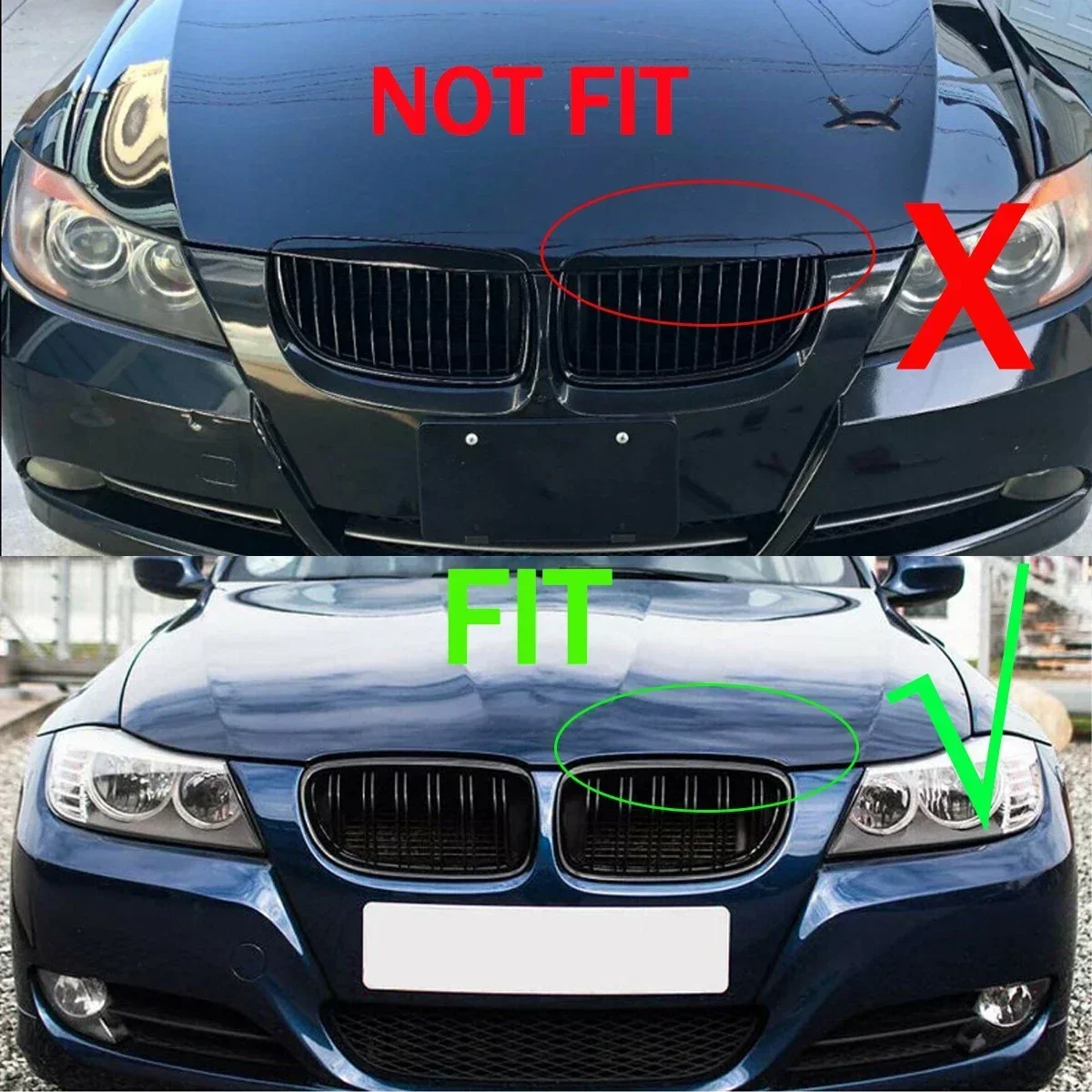 

For BMW E90 E91 3 Series 2009-2012 325i 328i 335i M-Color Front Bumper Kidney Grill,Racing Splitter, Car Accessories