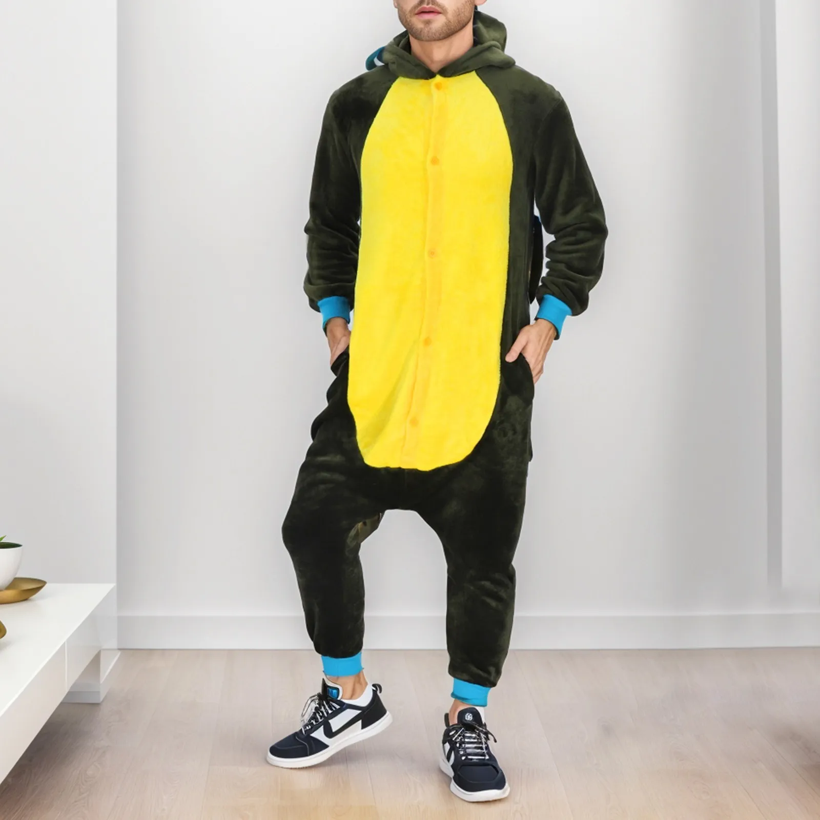 Zielony smok Cartoon fuzzy flanelowy zestaw piżam damskich dinozaur dorosły Onesie Cosplay zwierząt Onepiece unisex mężczyźni śmieszna bielizna nocna