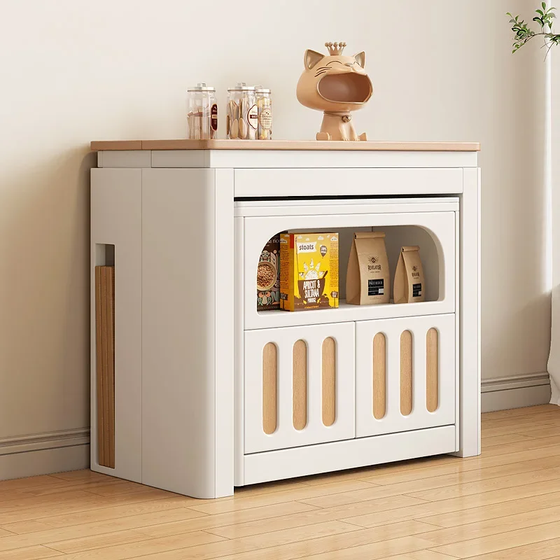 Folding dining table telescopic modern multi-functional side cabinet rectangular dual-purpose creative small apartment  wine