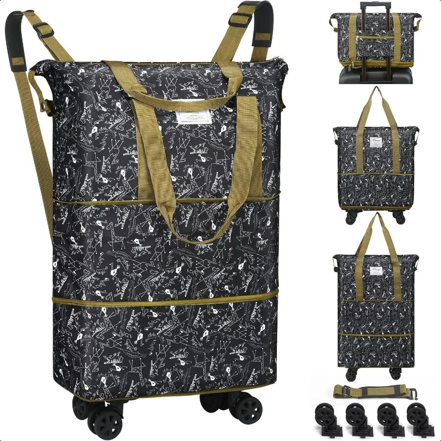 

Duffel Bag with Wheels Rolling Foldable Expandable Duffle Bag with Wheels for Travel Rolling Lage Carry On Bag with Wheels Larg