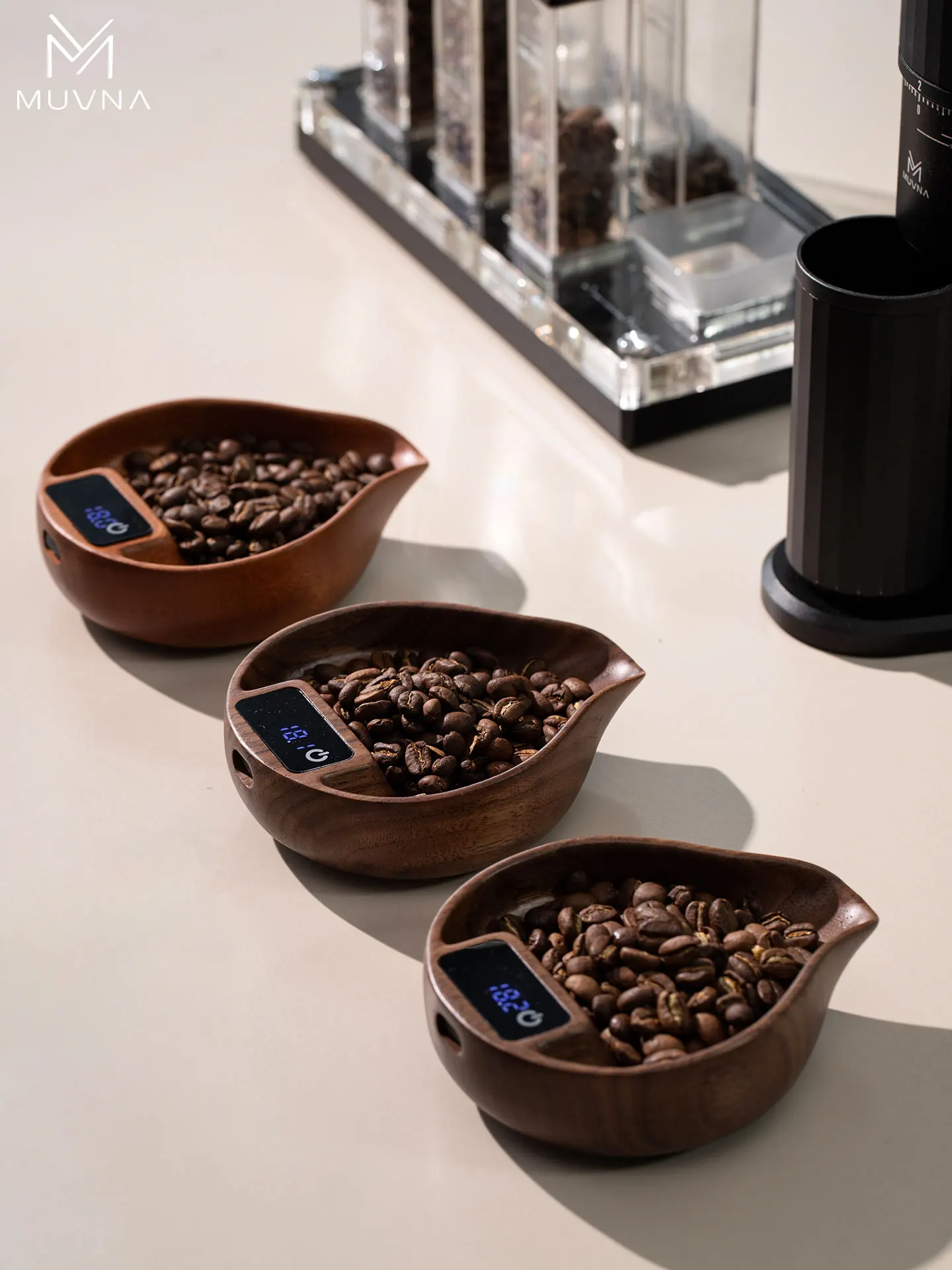 ميزان إلكتروني من الجيل الثاني من MUVNA لحبوب البن، ميزان دقيق 0.1 جرام مع بناء من الخشب الصلب غير الملحوم وصنبور صب متكامل #4
