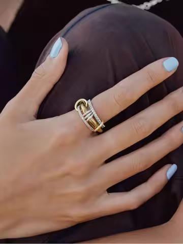 925 Sterling Silver Elegant Multiple Levels Of Interlocking Zircon Ring For Women Daily Life Fashion High Quality Fine Jewelry