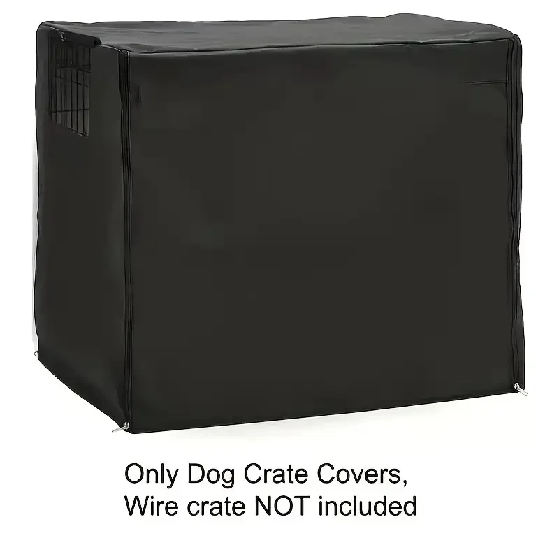 قطعة واحدة من غطاء صندوق الكلاب من البوليستر المتين مع نافذة شبكية - واقي قفص الحيوانات الأليفة الداخلي/الخارجي، كتل نباح وفوضى