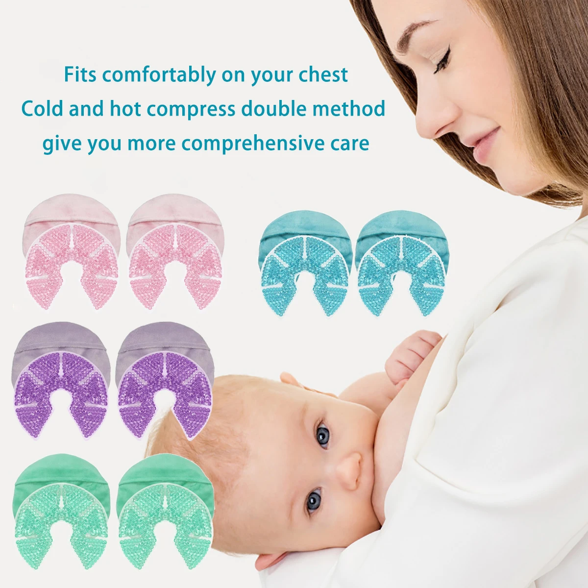 gel beads hot and cold compress breast pads with protective cover,postpartum breast milk anti-clogging ice soothing breast pads