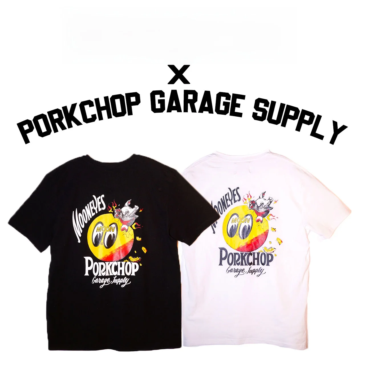 

Футболка Mooneyes P Porkchop Collaborative в стиле ретро для скейтбординга, нейтральная, из японского хлопка, с круглым вырезом, свободного кроя