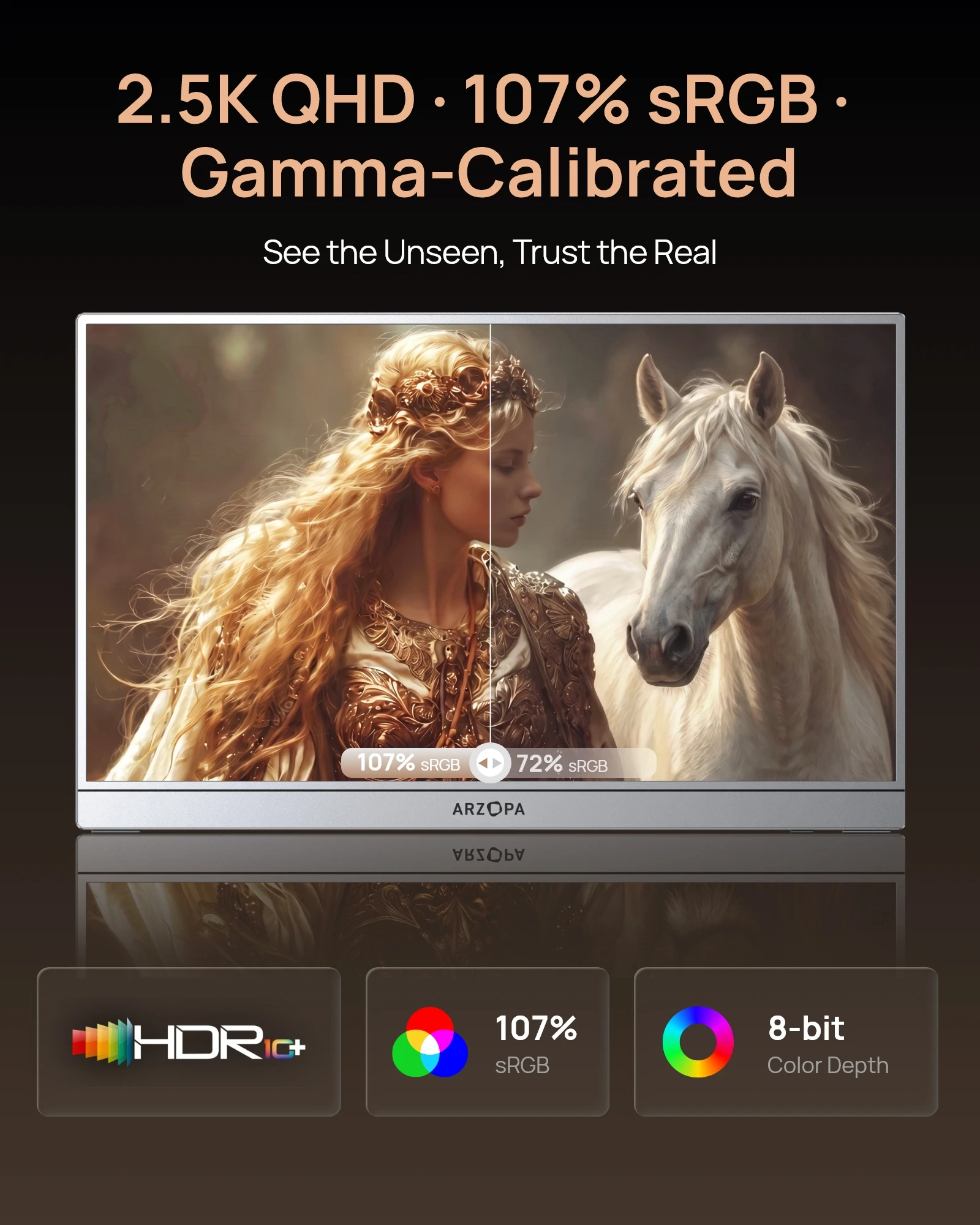 ARZOPA 16.1'' 180Hz 2.5K Przenośny Monitor, 2560x1440 QHD 107% SRGB, Zewnętrzny Drugi Ekran do Laptopa, PC, PS5, Mac, Xbox-Z3FC — zdjęcie produktu 5