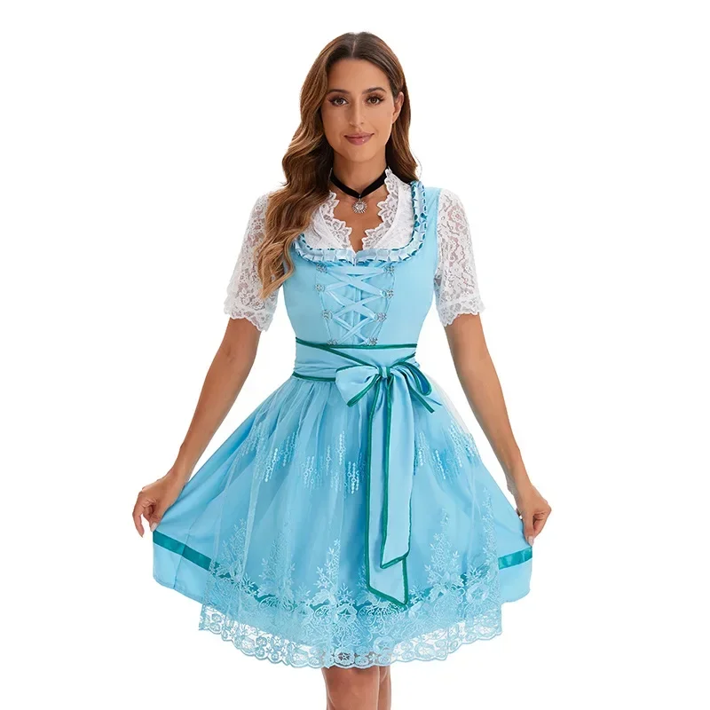 

Hot-selling Printed Beer Clothes European and American Large Size Short Sleeves Straps Women's Dresses Oktoberfest Clothing