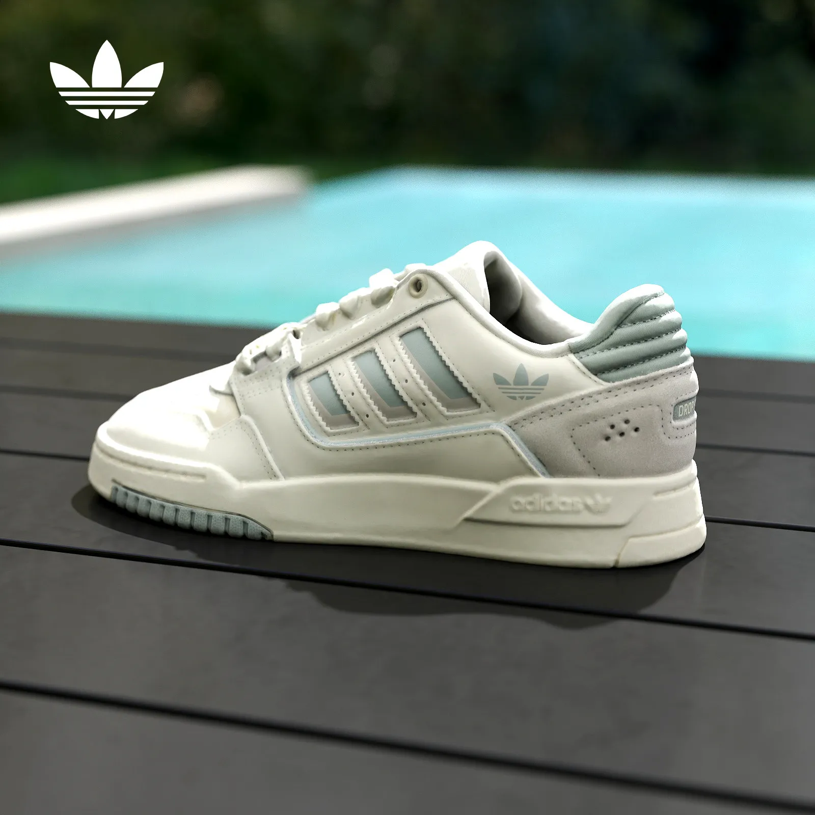Womens Low Top Casual Skate Sneakers KJ1116 Han Jade White Pale Grey Blue Light Grey Suede Synthetic Overlay Upper Textile Insol