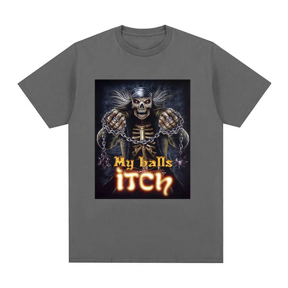 Trucker Skull Wrecking Balls Itch T-Shirt Hard Skeleton Graphic Short Sleeve T-shirts Cotton Casual Oversized T Shirt Streetwear