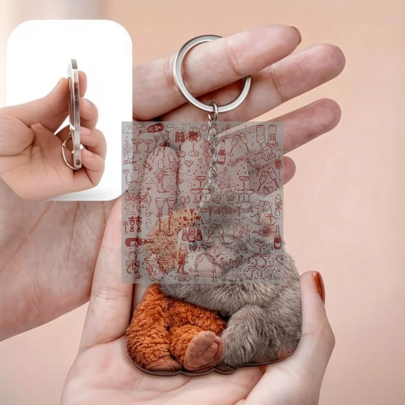 New Cute Protect Punch The Monkey Acrylic Keychains Cartoon Bag Pendant Keyrings Creative Jewelry Fans Friends Gifts