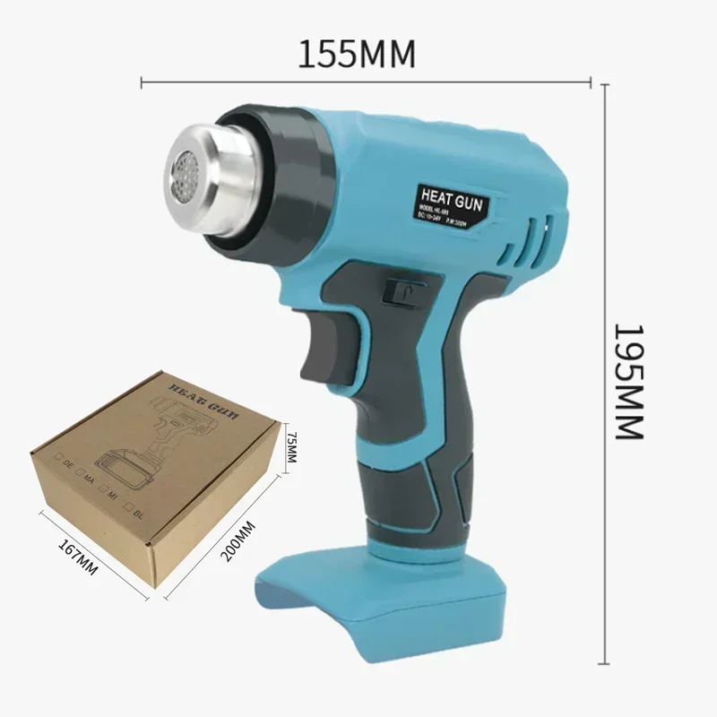 Hot Air Gun Fast Heating Portable Heat Gun 4 Nozzle Attachments for Makita/Dewalt/Milwaukee/Bosch/Black&Decker 18V 20V Battery