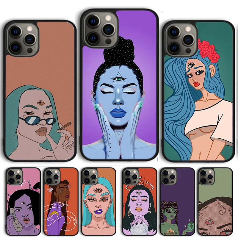 Three Eyed Girl Aesthetic Phone Case Cover For iPhone 15 16 14 13 12 Pro Max mini 11 Pro Max XS XR Plus Coque Shell