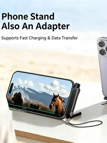 Type C Phone Charging Bracket Adapter 240W Fast Charging OTG USB-C Male to USB-C Female Converter With foldable Holder