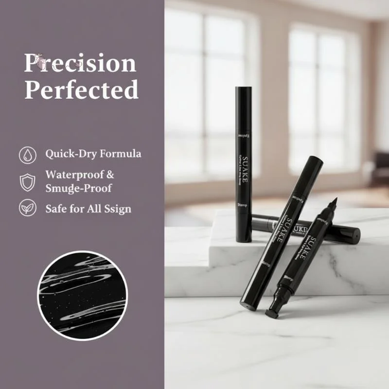 [H] 2PCS Black Eyeliner Double-ended Quick-drying Seal Eyeliner Pen Waterproof Lasting Non-smudge Liquid Eye Liner Pencil