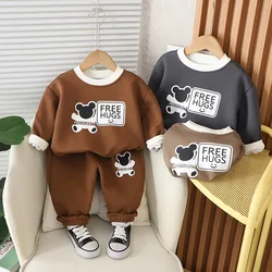 Spring Autumn Kids Boys 2PCS Sports Clothes Set Cartoon Printed Sweatshirts Cotton Casual Pants Suit Toddler Boys Tracksuit