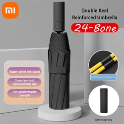 Xiaomi 24 osso totalmente automático duplo osso dobrável guarda-chuva para proteção solar uv resistência à chuva e forte resistência ao vento