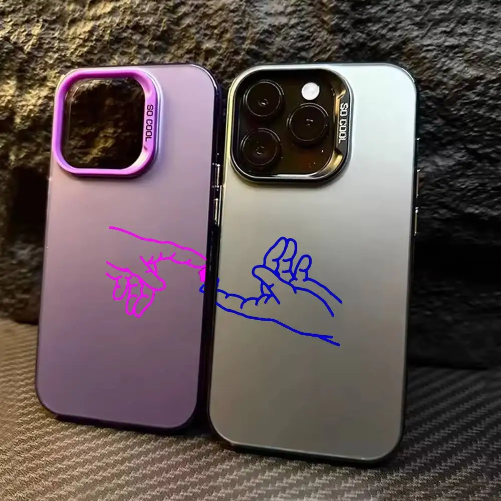 

Hand in hand Loving couple Phone Case For iPhone 17 16 15 14 13 12 11 Pro Max Plus Silver candy Matte Cover