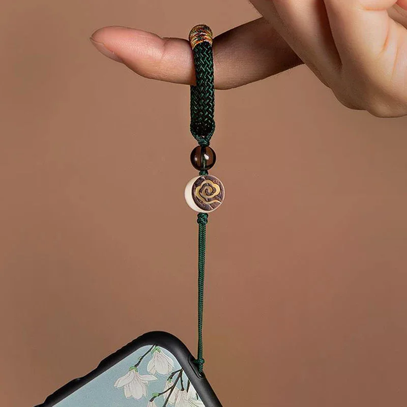 Creative Chinese Style Mobile Phone Wrist Strap Fine Simple Keychain Bag Charm Hand Woven Ring Buckle Pendant Cloud Pattern
