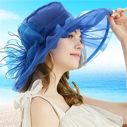 Wedding Hat For Women Elegant Flower Mesh Sunscreen Kentucky Derby And Headgear Church Organza Purple Sunhats